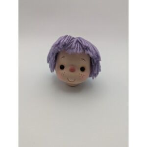 Vintage Doll Head Replacement Purple Yarn Hair Freckles Hong Kong Collectible